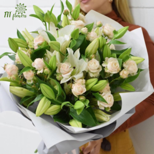 SPRAY ROSE AND LILY BRANCH BOUQUET